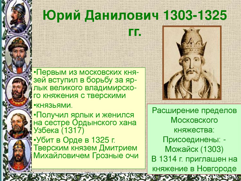 Георгий юрий данилович - великий князь владимирский: история и достижения