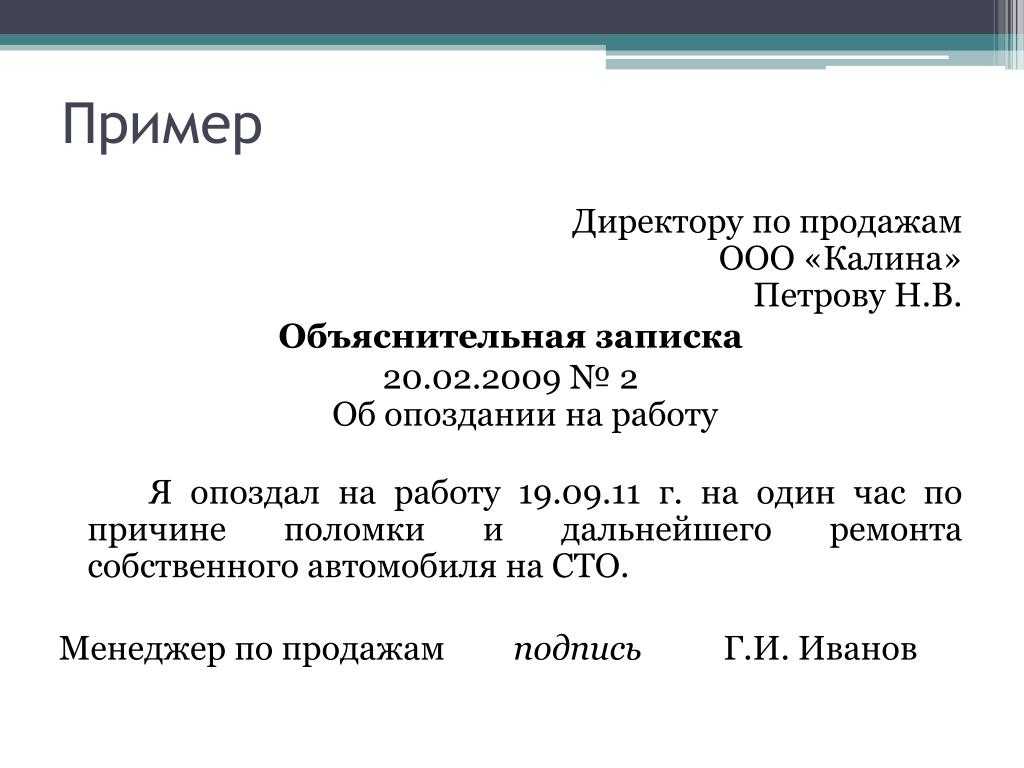 Образец объяснительной записки 2024 года