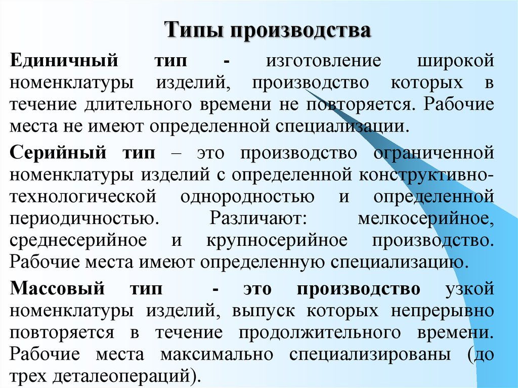 Типы производства и их характеристика [реферат №2816]