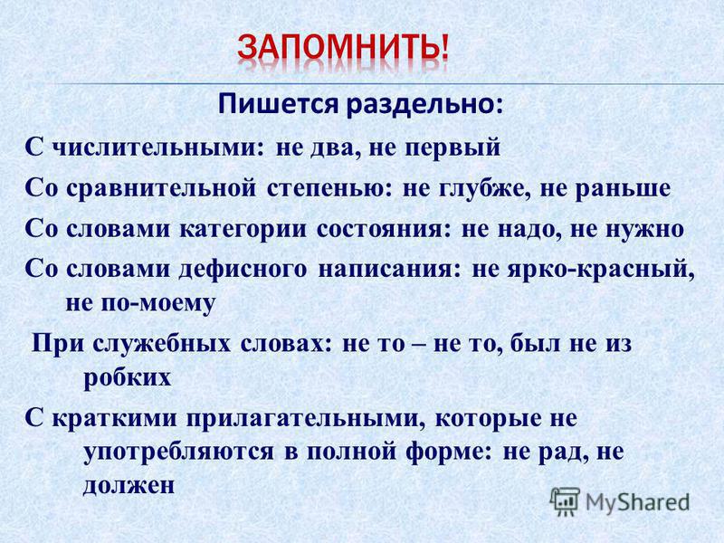 Правописание не и ни с разными частями речи / справочник :: бингоскул