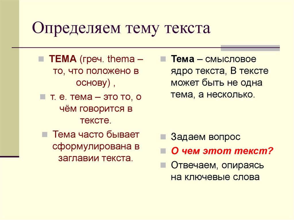 Что такое тема текста и как ее определить