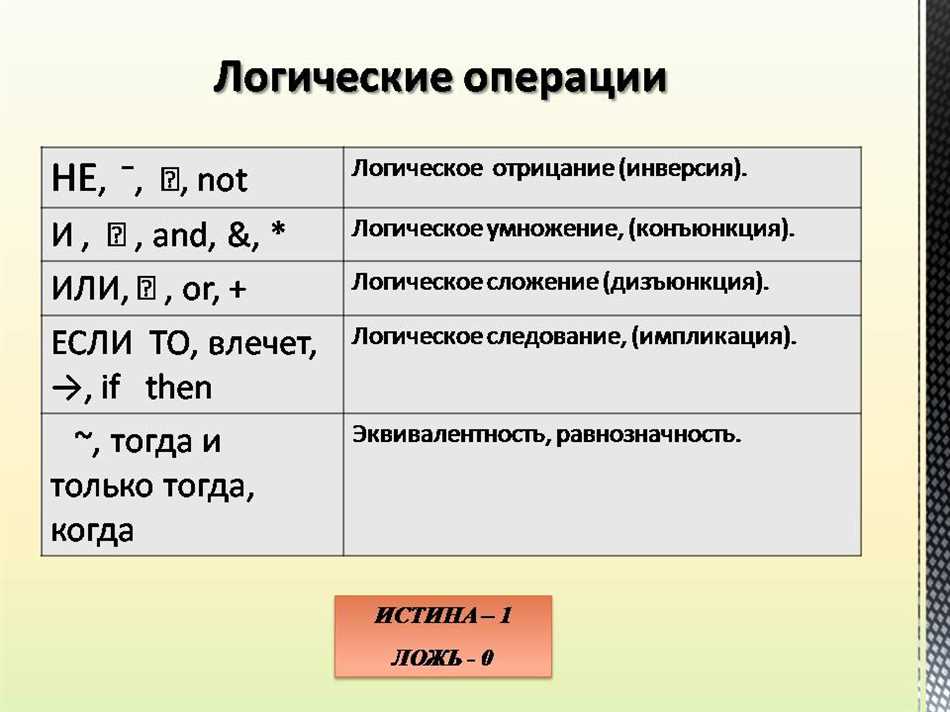 Таблица истинности