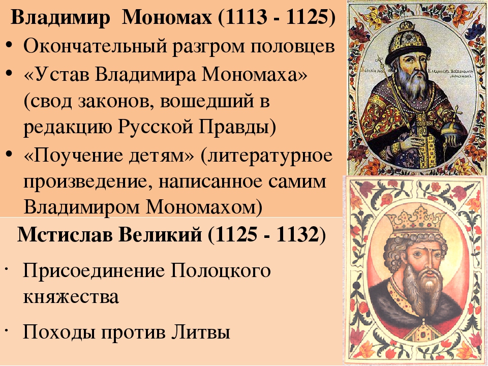 Мстислав владимирович великий внутренняя и внешняя политика таблица, мстислав владимирович великий князь киевский