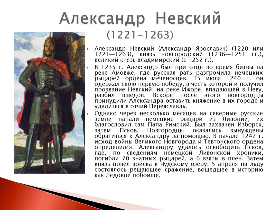 Князь александр ярославич невский: даты жизни и правления, участие в войнах и результаты правления