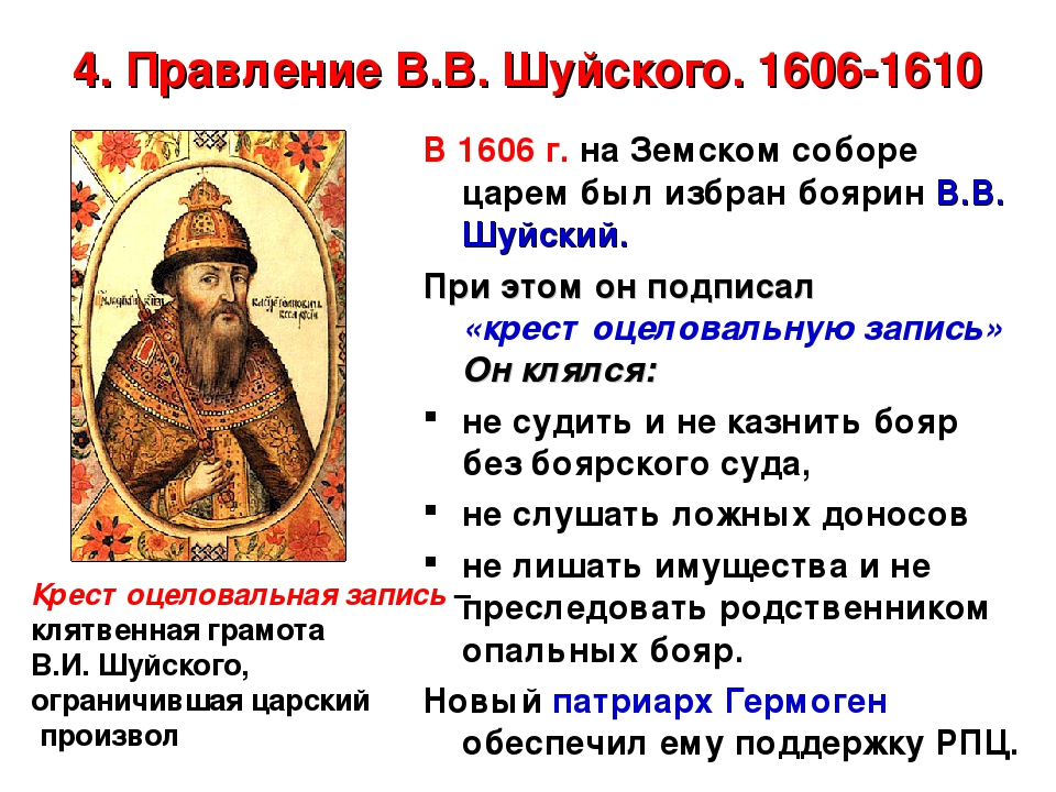 Василий шуйский годы правления 1606-1610, восстание болотникова и лжедмитрий 2 кратко