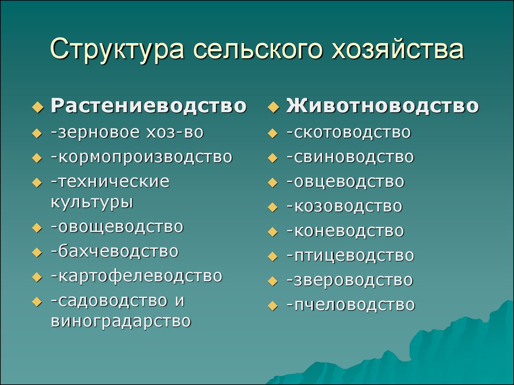 Отрасли сельского хозяйства – основные виды, состав, специализации кратко